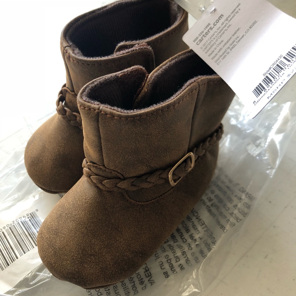 Carters baby girl brown boots NWT